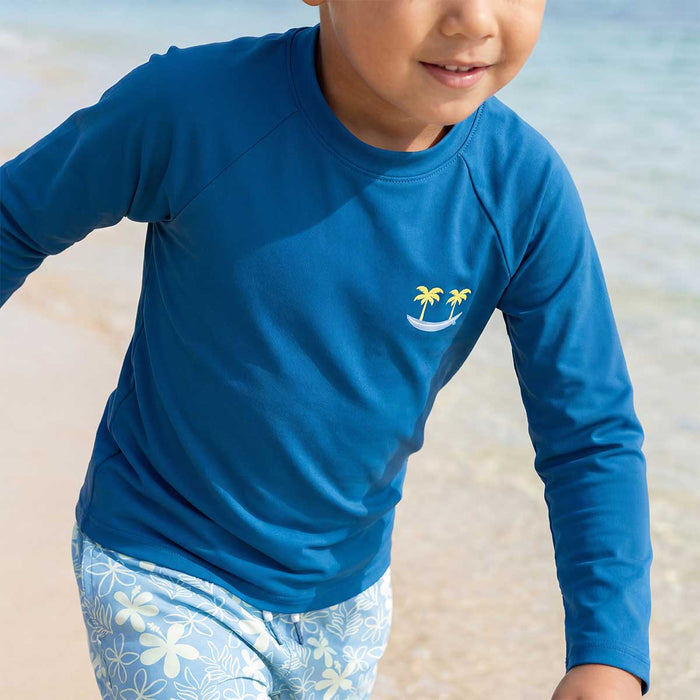 Navy Twin Palms Long Sleeve Rashguard