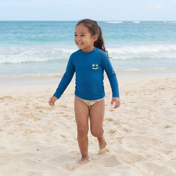 Navy Twin Palms Long Sleeve Rashguard