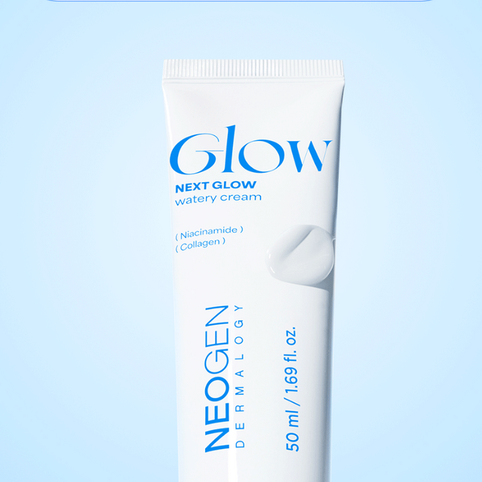 NEOGEN Next Glow Moisture Cream 50ml tube on a light blue background