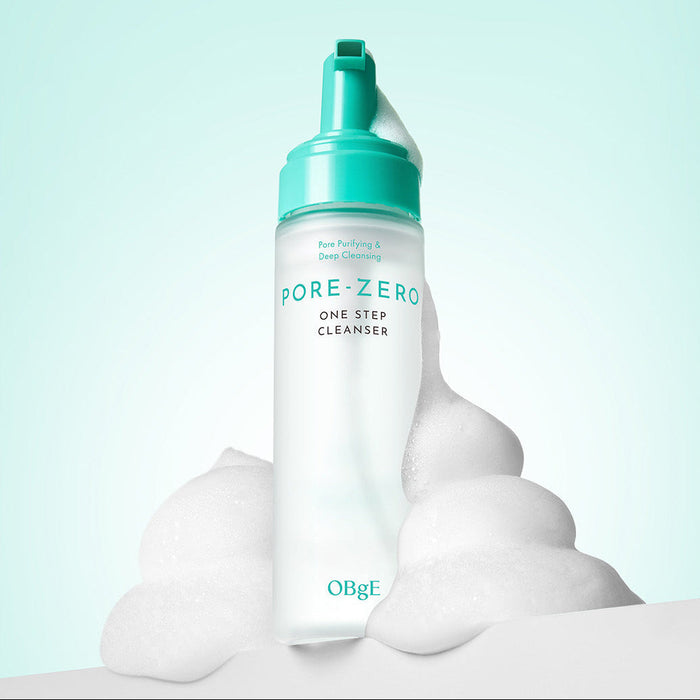 OBGE Pore Zero One-Step Cleanser 200ml bottle with foamy mousse, Korean men’s skincare by Gentleman Korea