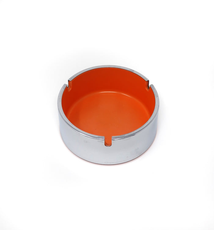Orange Isamu Kenmochi Plastic and Chrome Ashtray