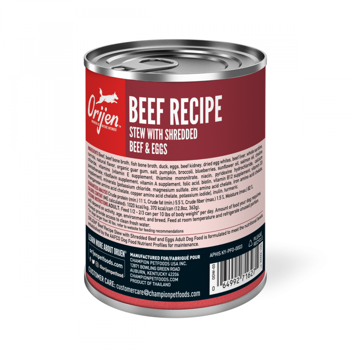 Orijen Beef Recipe Stew with Shredded Beef and Eggs Grain Free Dog Food
