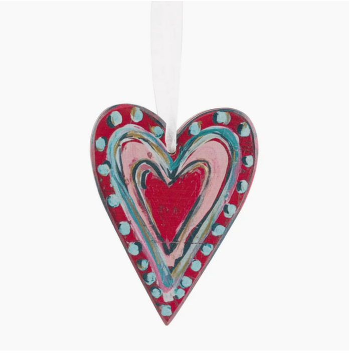 Painted Wood Heart Ornaments