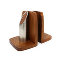 Pair of Art Deco Walnut and Polished Aluminum Bookends