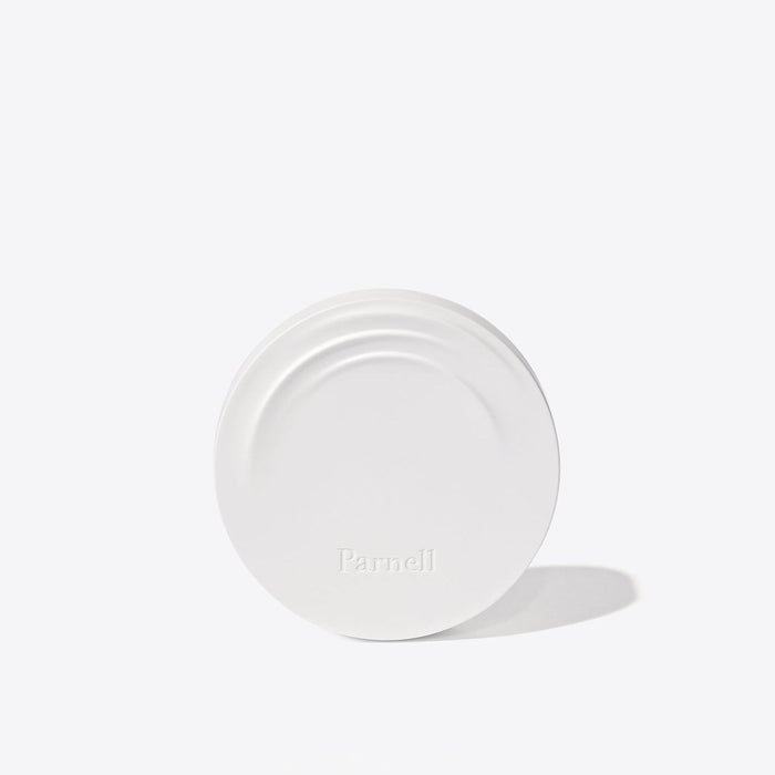 PARNELL Cicamanu Serum Cushion 15g in elegant minimalist round white packaging.