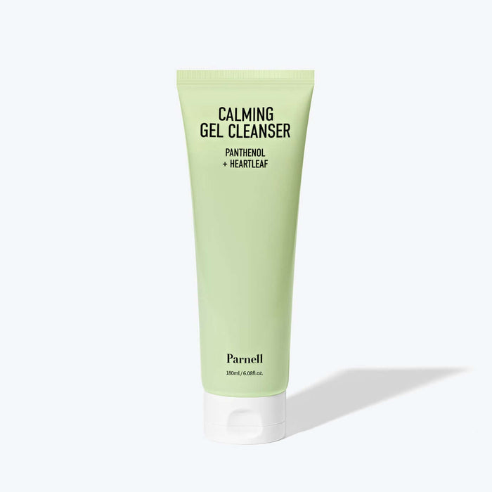 Image of PARNELL Panthenol Heartleaf Calming Gel Cleanser 180ml product packaging.