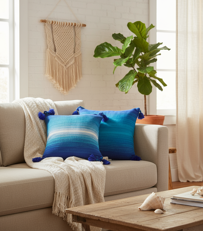 Blue Sky and Ocean Pillows Banner