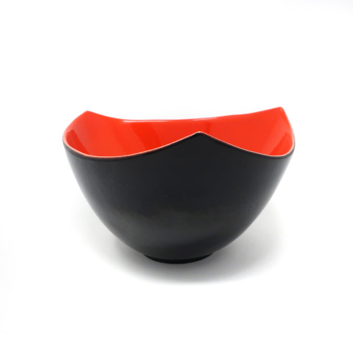 Postmodern Red and Black Angular Ceramic Bowl by Bitossi