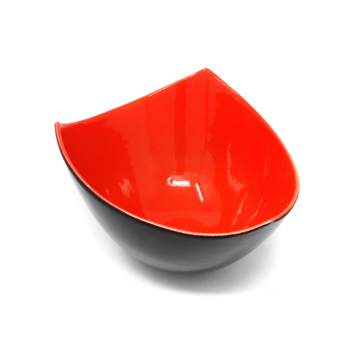 Postmodern Red and Black Angular Ceramic Bowl by Bitossi