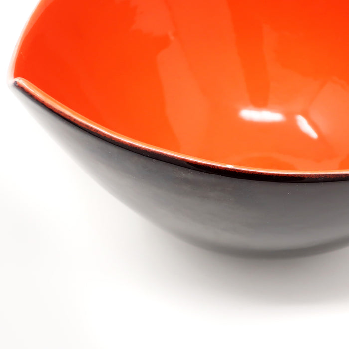 Postmodern Red and Black Angular Ceramic Bowl by Bitossi