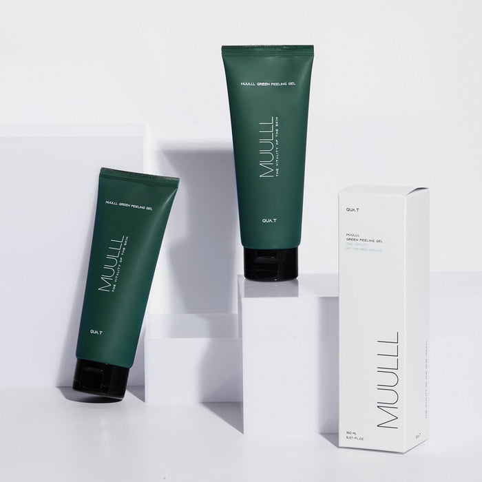 QUA-T Green Peeling Gel 150ml tubes and packaging displayed on white background