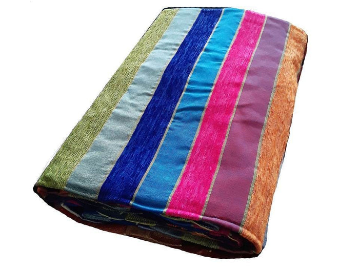 Moroccan Hand Loomed Throw - Blue Rainbow | Moroccan Corridor