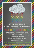 rainbow baby shower invitations colorful raindrop cloud design