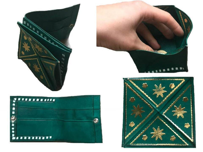 Rbati mini leather coin wallet ? green ? handmade moroccan leather | Moroccan Corridor©