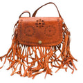 Rebel Fringe Leather Purse - Brown Caramel - Moroccan Corridor