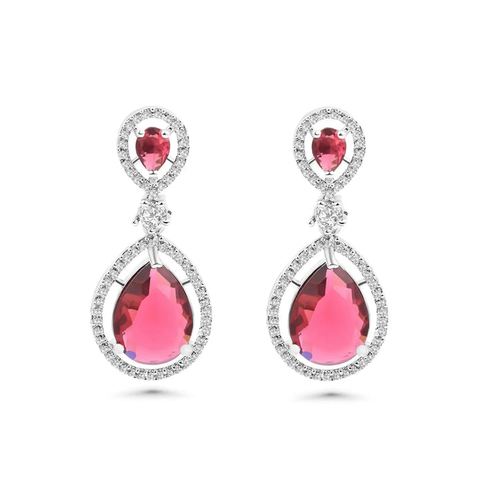 BELARIC Fashion Stylish Red Earrings for Women & Girls | Elegant AD Cubic Zirconia Diamond Earrings | Trendy Dangle Earrings for Parties & Everyday Wear - BELARIC
