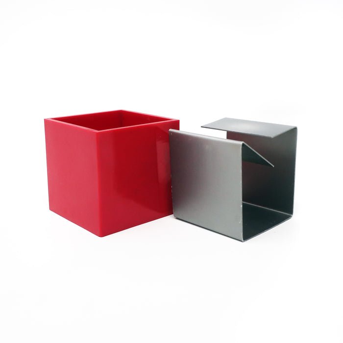 Red Cubo Ashtray by Bruno Munari for Danese Milano