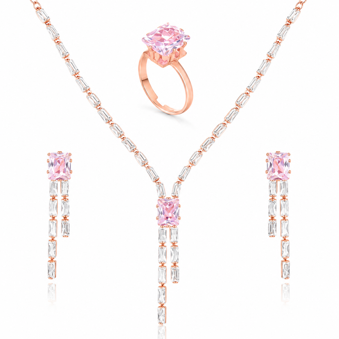 Rose gold jewellery set hero view - BELARIC