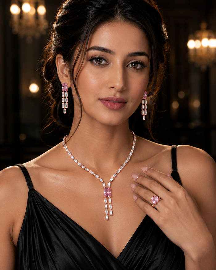 Rose gold jewellery set product view - BELARIC