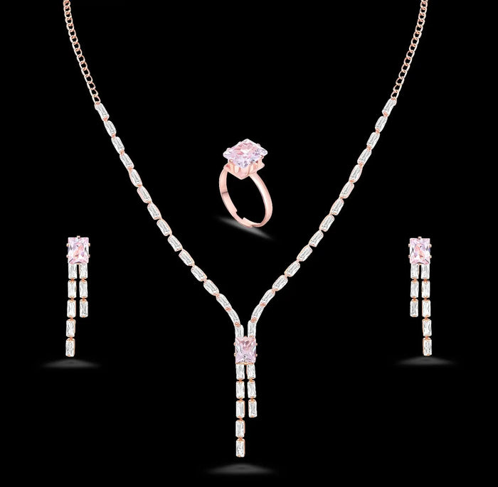 Rose Gold Rhinestone Jewellery Set - BELARIC