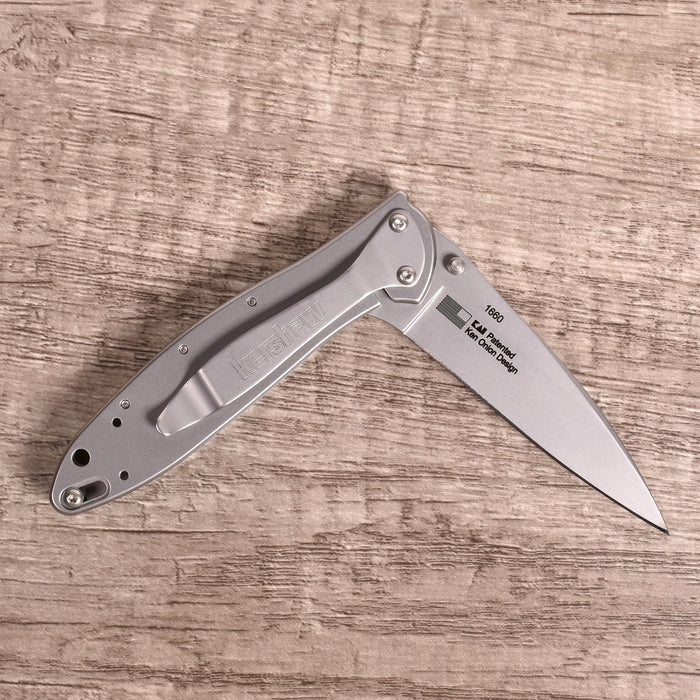 Santa Fe Stoneworks Kershaw Leek Ken Onion 3" Pocketknife with Plain Blade, Turquoise/Mother of Pearl