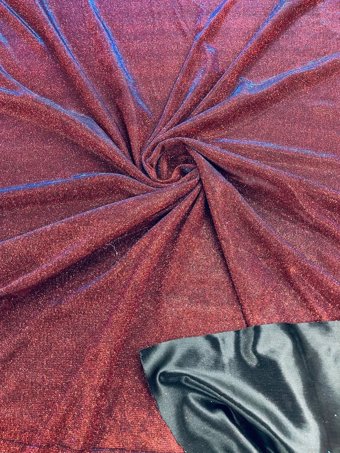 Shimmer Glitter Fabric - Burgundy - Luxury Sparkle Stretch Solid Fabric Sold By Yard
