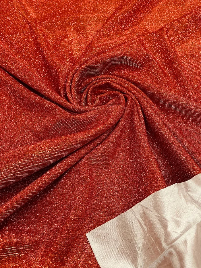Shimmer Glitter Sparkle Fabric - Burnt Orange - Luxury Sparkle Glitter Stretch Solid Fabric Sold By Yard