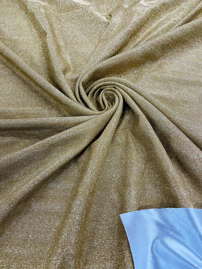 Shimmer Glitter Sparkle Fabric - Light Gold - Luxury Sparkle Glitter Stretch Solid Fabric Sold By Yard