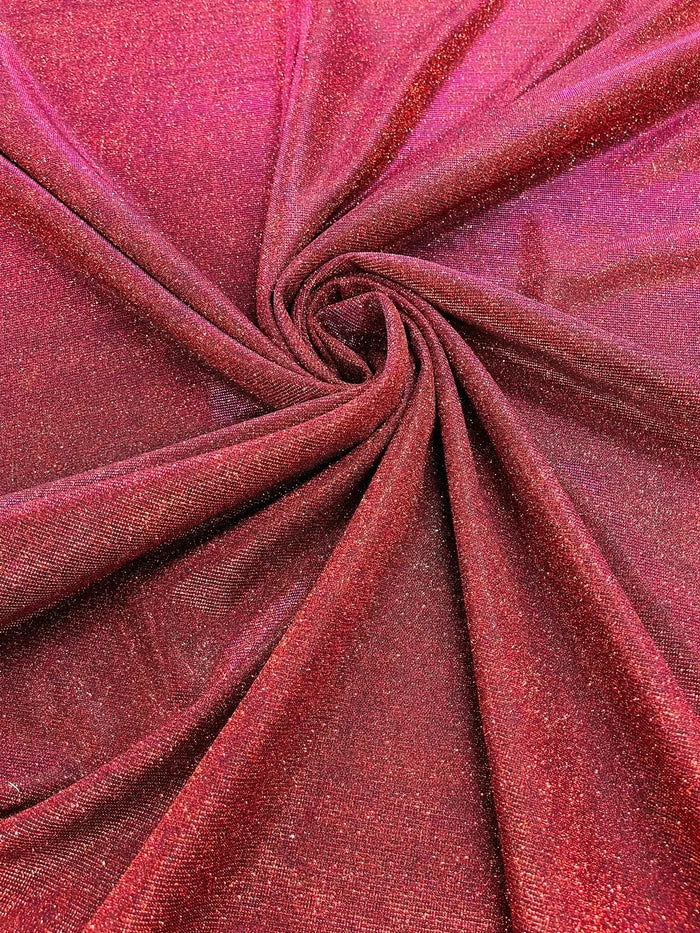 Shimmer Glitter Sparkle Fabric - Red / Black - Luxury Sparkle Glitter Stretch Solid Fabric Sold By Yard