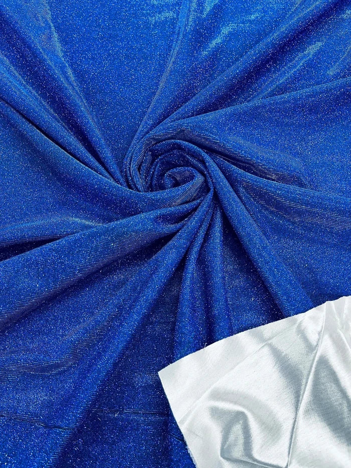 Shimmer Glitter Sparkle Fabric - Royal Blue - Luxury Sparkle Glitter Stretch Solid Fabric Sold By Yard