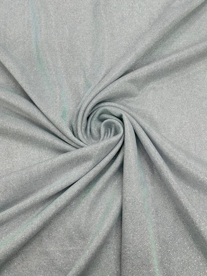 Shimmer Glitter Sparkle Fabric - Silver - Luxury Sparkle Glitter Stretch Solid Fabric Sold By Yard