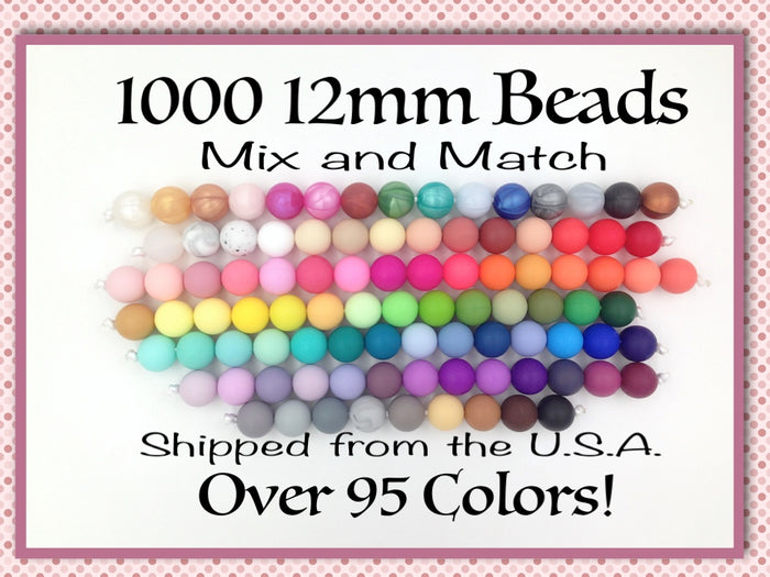 Silicone Wholesale--Mix & Match--12mm Bulk Silicone Beads-1000
