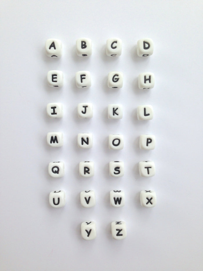 Silicone Wholesale--Mix & Match--Silicone Alphabet Beads--100