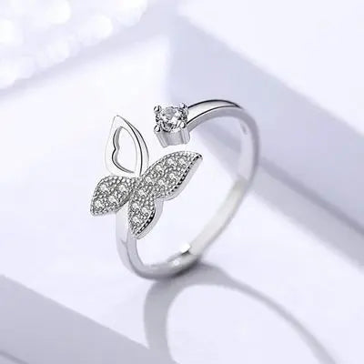 Silver Butterfly Adjustable Ring - BELARIC