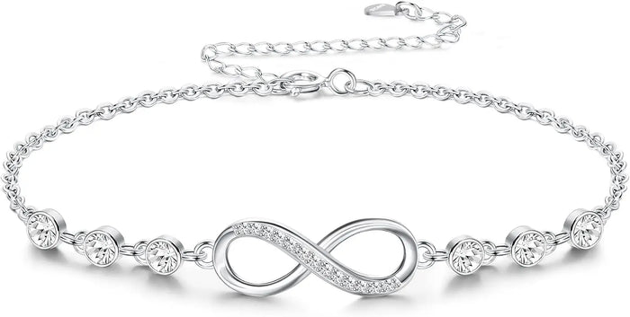 Silver-tone infinity bracelet with cubic zirconia accents - BELARIC