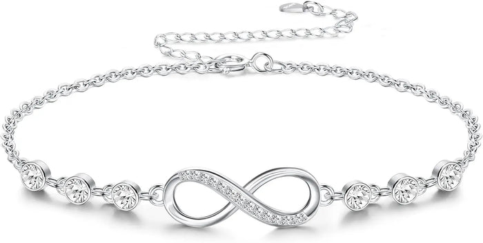 Silver-tone infinity bracelet with cubic zirconia accents - BELARIC