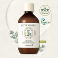 SKINFOOD Pantothenic Water Parsley Toner 300ml vegan skincare product in brown bottle with parsley graphics, 300ml size.