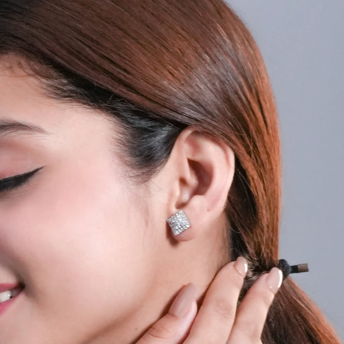 Square CZ stud earrings product view 2 - BELARIC