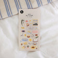 SUATELIER Lazy Sunday Stickers featuring cozy lifestyle designs on a white background, perfect for journaling and decoration.