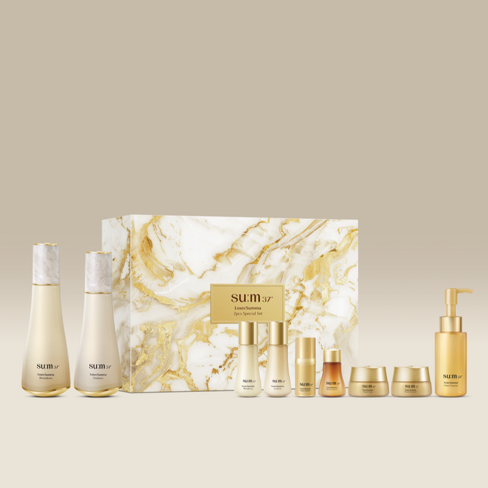 SU:M37 Rosic Summa 2-piece planning (Set) showcasing luxury skincare products in elegant packaging.