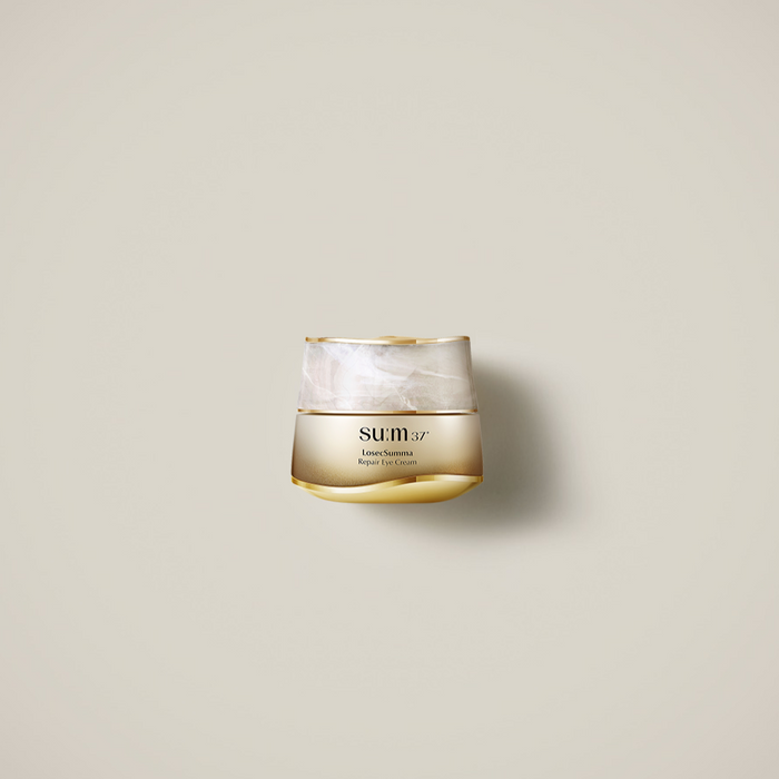 SU:M37 Rosic Summa Repair Eye Cream 25ml in gold jar against neutral background