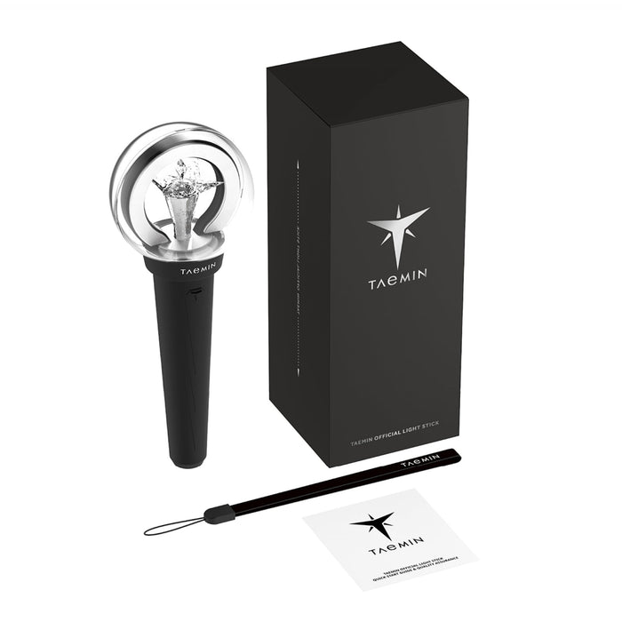 TAEMIN Official LIGHSTICK for 2024 TAEMIN WORLD TOUR Ephemeral Gaze, including packaging and accessories.