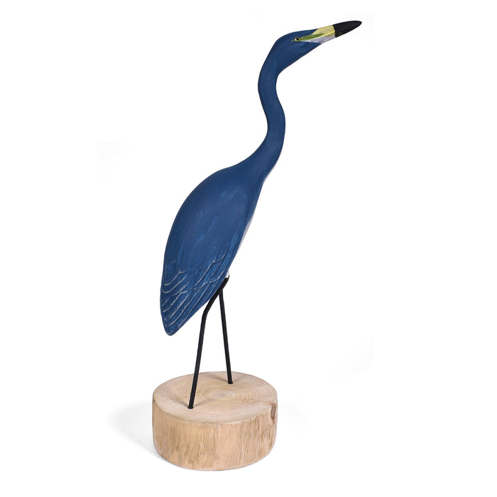 The Painted Bird by Richard Morgan Carved Blue Heron Figurine, Hunting Erect Pose