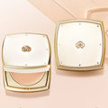 THE WHOO Gong Jin Hyang Mi Velvet Foundation Pact compact case with gold detailing on a beige background.