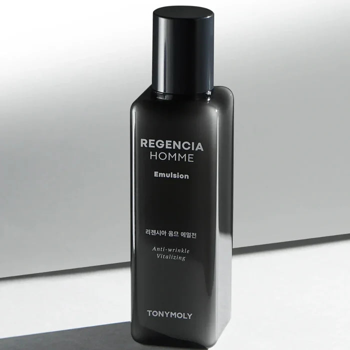 TONYMOLY Regencia Homme Emulsion 150ml - Gentleman Korea men’s anti-wrinkle vitalizing emulsion for sensitive skin, sleek black bottle