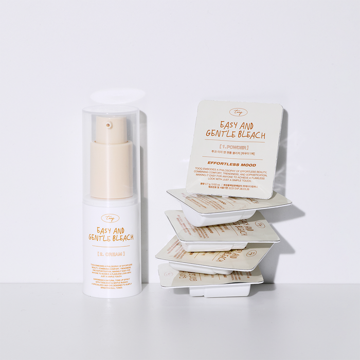TOOQ Easy And Gentle Bleach skincare product featuring packaging and bottle
