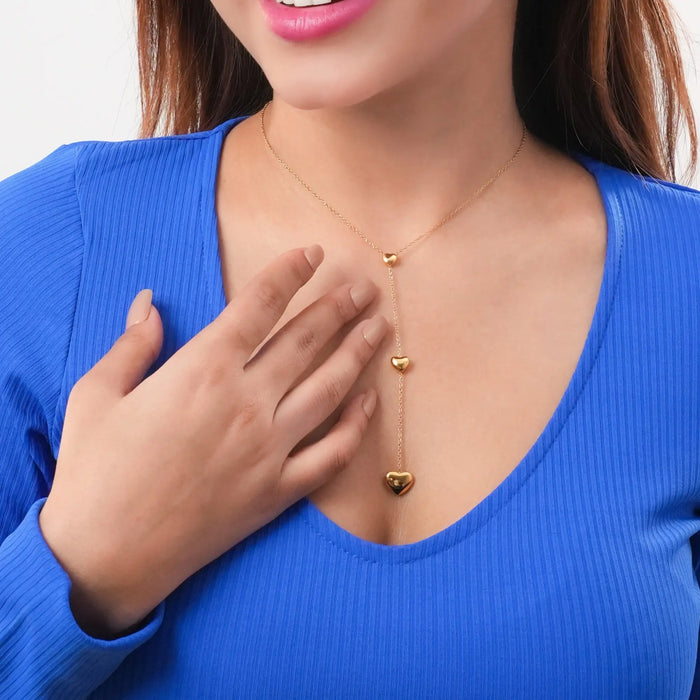 Triple heart necklace product view 2 - BELARIC