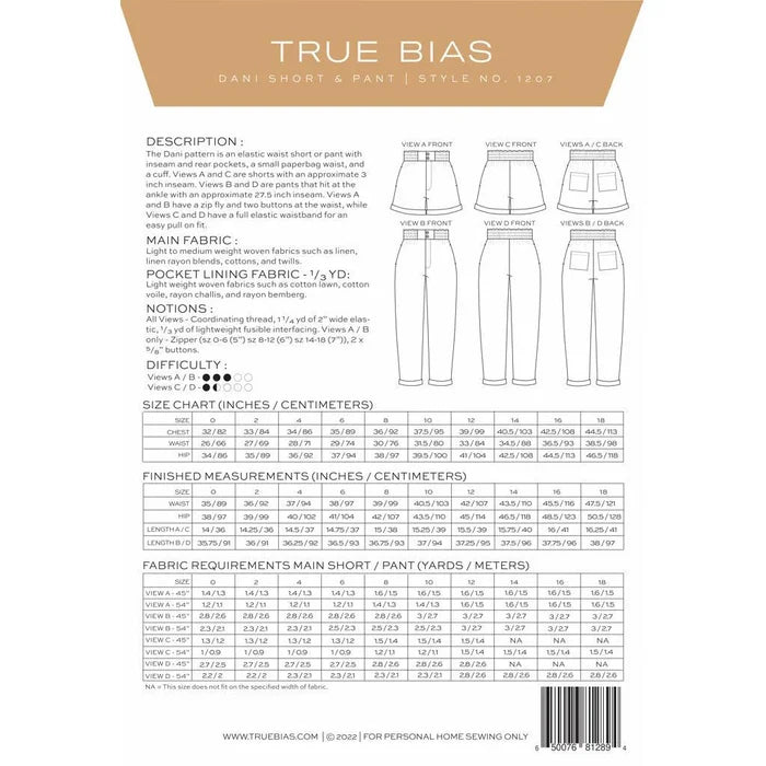 True Bias - Dani Short and Pant 0-18 - Style 1207