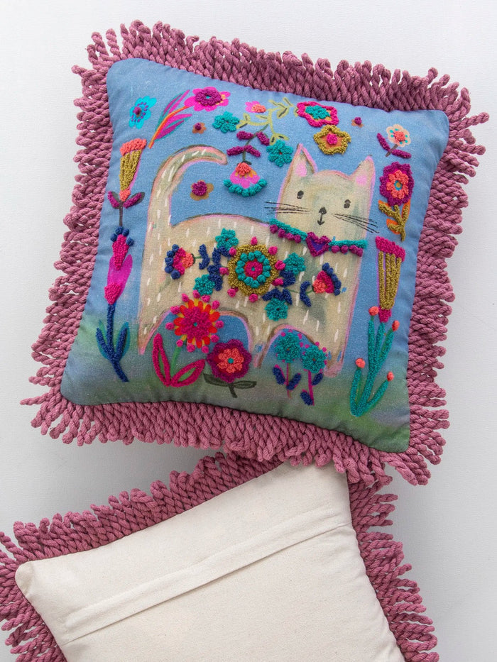 Tufted Boho Pillow - Cat