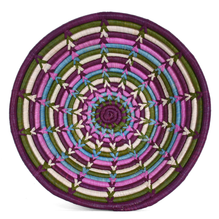 Ugandan Fair Trade Flower Garden Handwoven Basket, Purple/Multi, Small